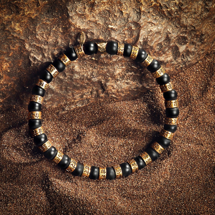 Conscious Awakening - Matte Onyx Mantra Barrel Bracelet