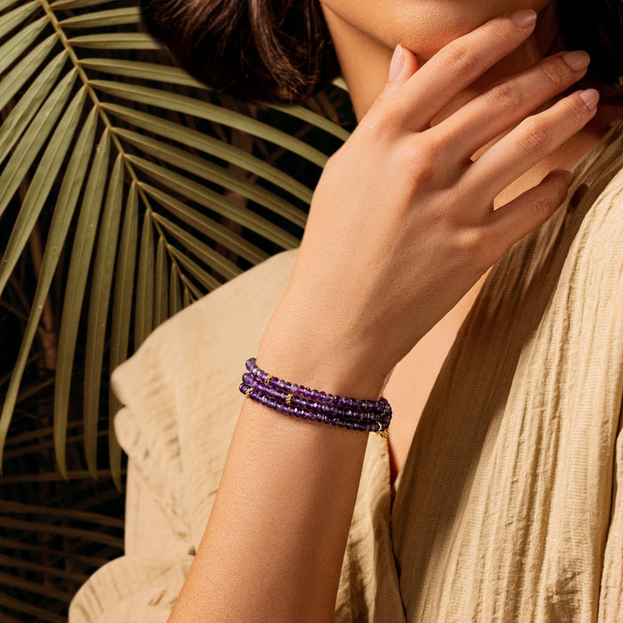 Divine Balance - Amethyst Hamsa Wrap Bracelet