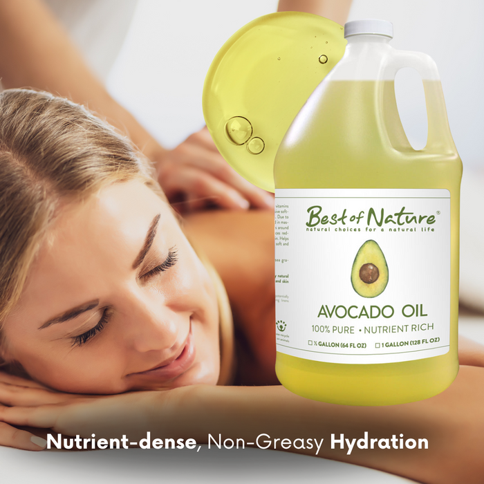 Avocado Oil for skin hair and body by Best of Nature. Nutrient-dense, non greasy hydration 