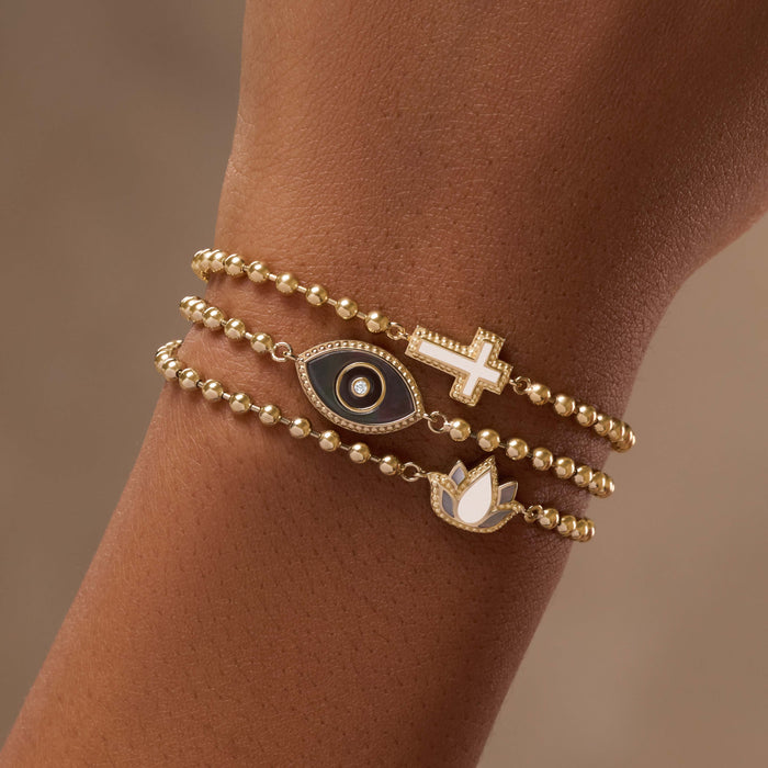 Delicate Karma Lotus Mother of Pearl Bracelet