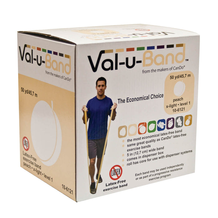 Val U Band Latex Free Exercise Bands - 5 Foot Strips, 50 & 100 Yard Rolls - CanDo