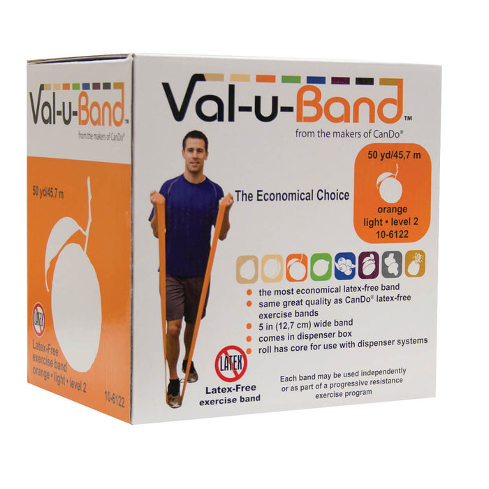 Val U Band Latex Free Exercise Bands - 5 Foot Strips, 50 & 100 Yard Rolls - CanDo
