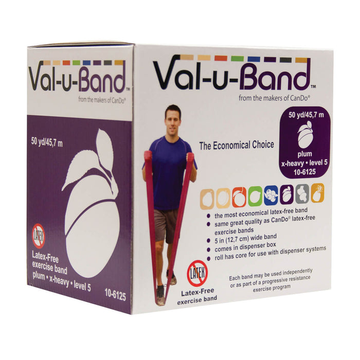 Val U Band Latex Free Exercise Bands - 5 Foot Strips, 50 & 100 Yard Rolls - CanDo
