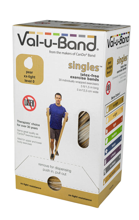 Val U Band Latex Free Exercise Bands - 5 Foot Strips, 50 & 100 Yard Rolls - CanDo