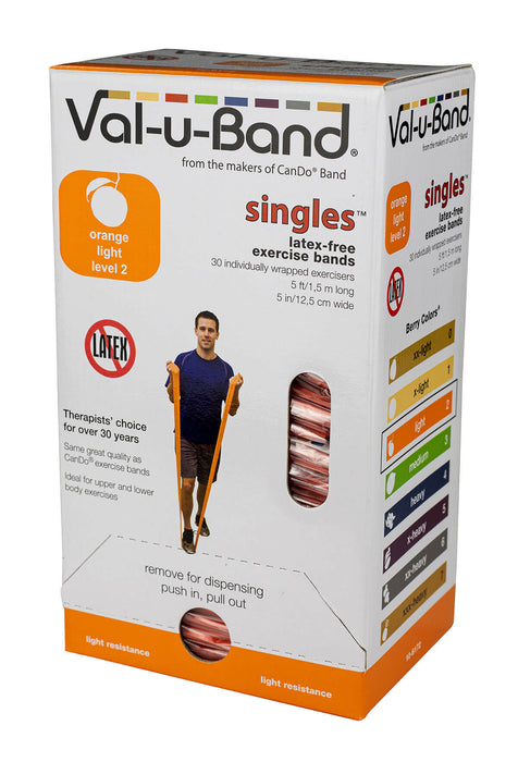 Val U Band Latex Free Exercise Bands - 5 Foot Strips, 50 & 100 Yard Rolls - CanDo