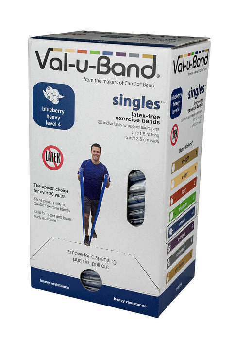 Val U Band Latex Free Exercise Bands - 5 Foot Strips, 50 & 100 Yard Rolls - CanDo