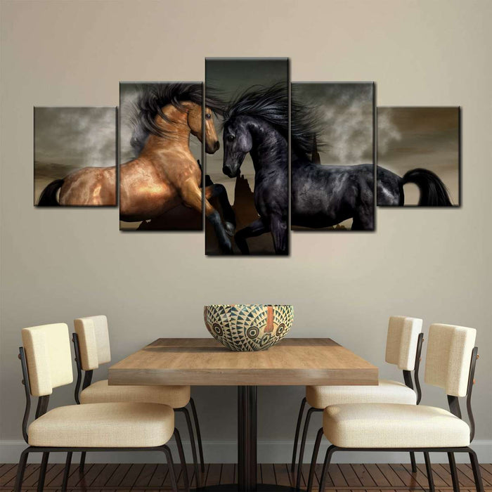Clashing Wild Horses Wall Art