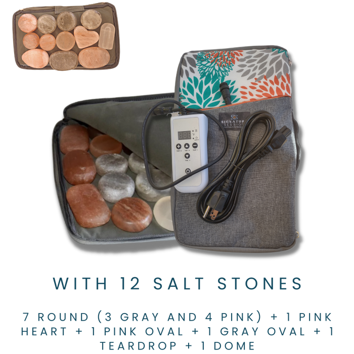 Himalayan Massage Stones and Warming Travel Bag - with 12 Large Stones