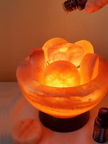 Pink Himalayan Salt Warming Bowl with 6 Professional Pink Salt Stones + Aromadisc